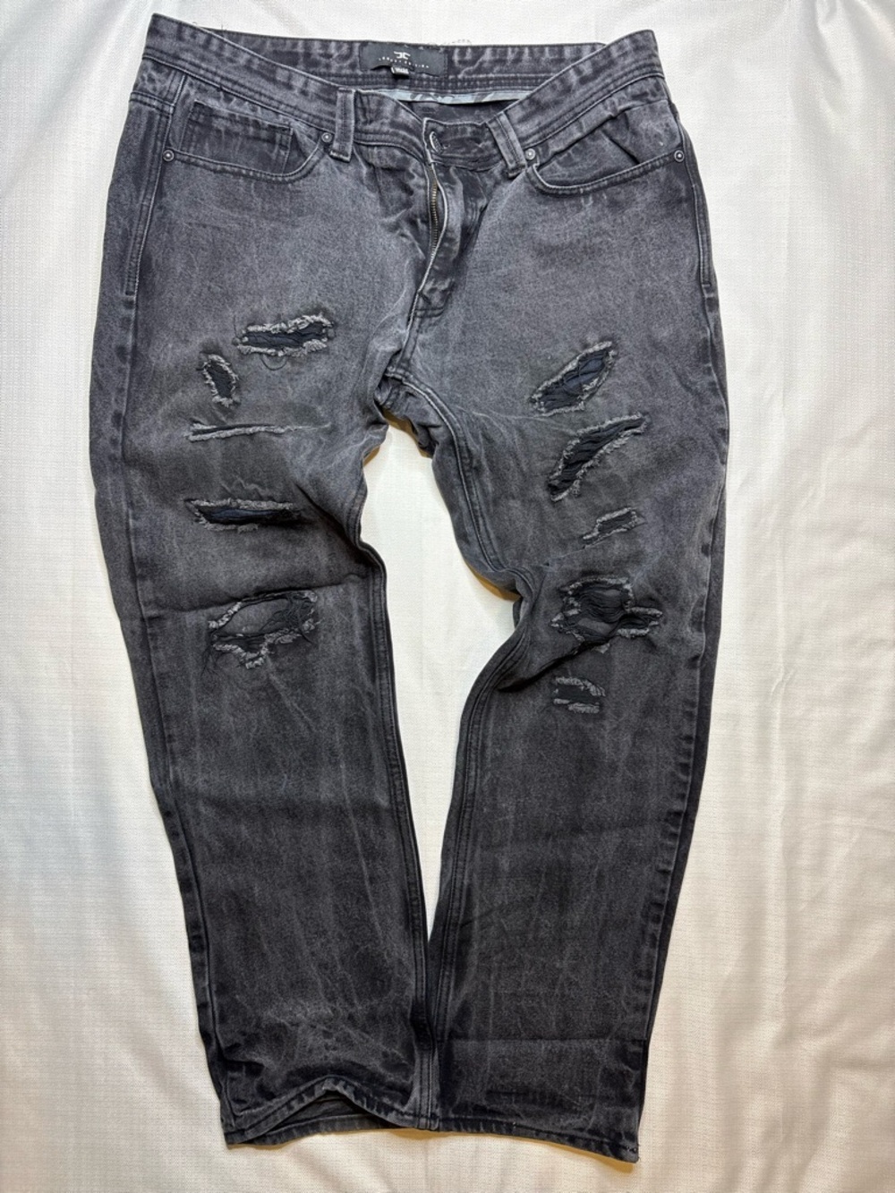 Legacy Slim Straight Distressed Washed Black Jeans